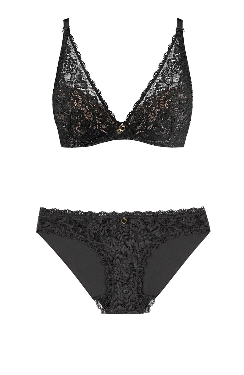 Sheer Lingerie Aubade Lingerie Sets Rosessence Scarf Push Up Bra and Brazilian Brief Set