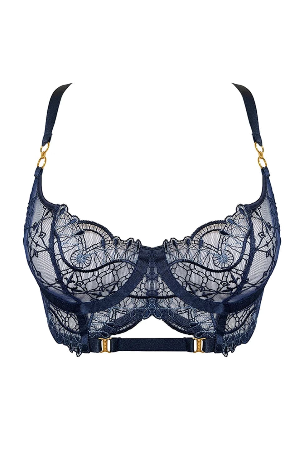 Sheer Lingerie Bordelle Bras Navy / 2401 / XS Mari Longline Bodice Bra