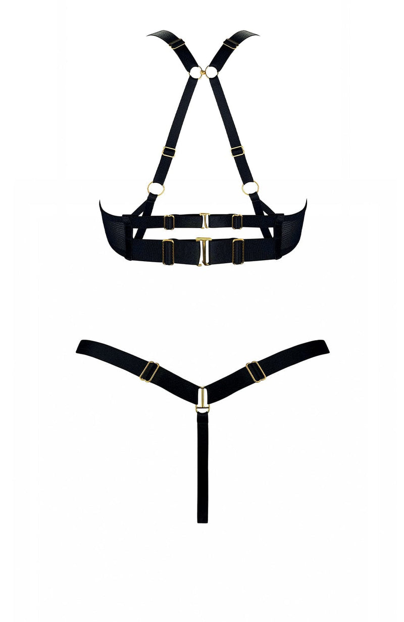 Nara Layered Mesh Wire Bra and Strap Thong Set-Lingerie Sets-Bordelle-SHEER, SHEER, Luxury lingerie brand, Luxury lingerie Hong Kong, Designer lingerie HK, Designer lingerie online, International luxury lingerie, Luxury lingerie gift ideas, buy lingerie online, Designer lingerie global delivery, Luxury lingerie shipping to Australia, Luxury lingerie shipping to Singapore