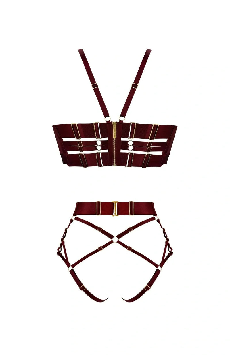 Sheer Lingerie Bordelle Lingerie Sets Neda Multi-Style Bodice Bra and Harness Brief Set