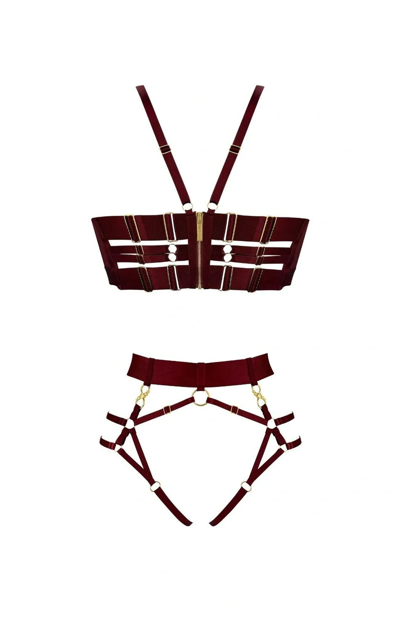 Sheer Lingerie Bordelle Lingerie Sets Neda Multi-Style Bodice Bra and Harness Brief Set
