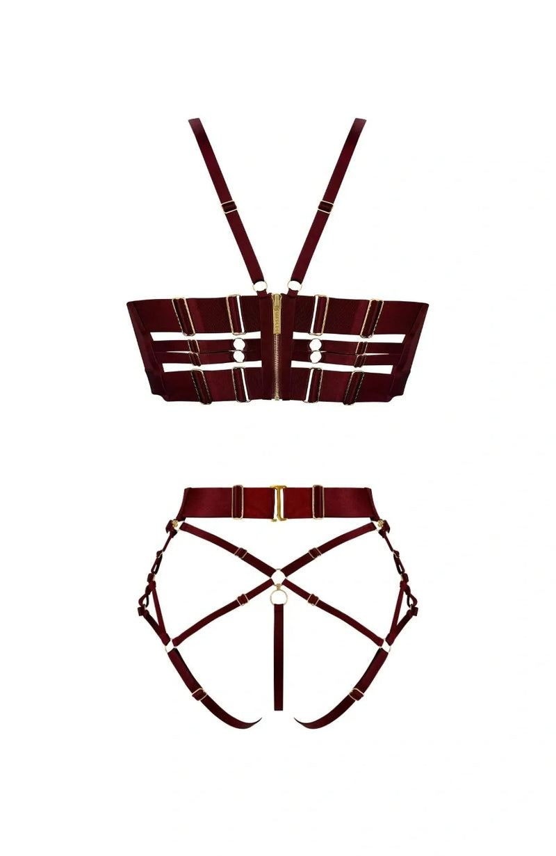 Sheer Lingerie Bordelle Lingerie Sets Neda Multi-Style Bodice Bra and Harness Brief Set