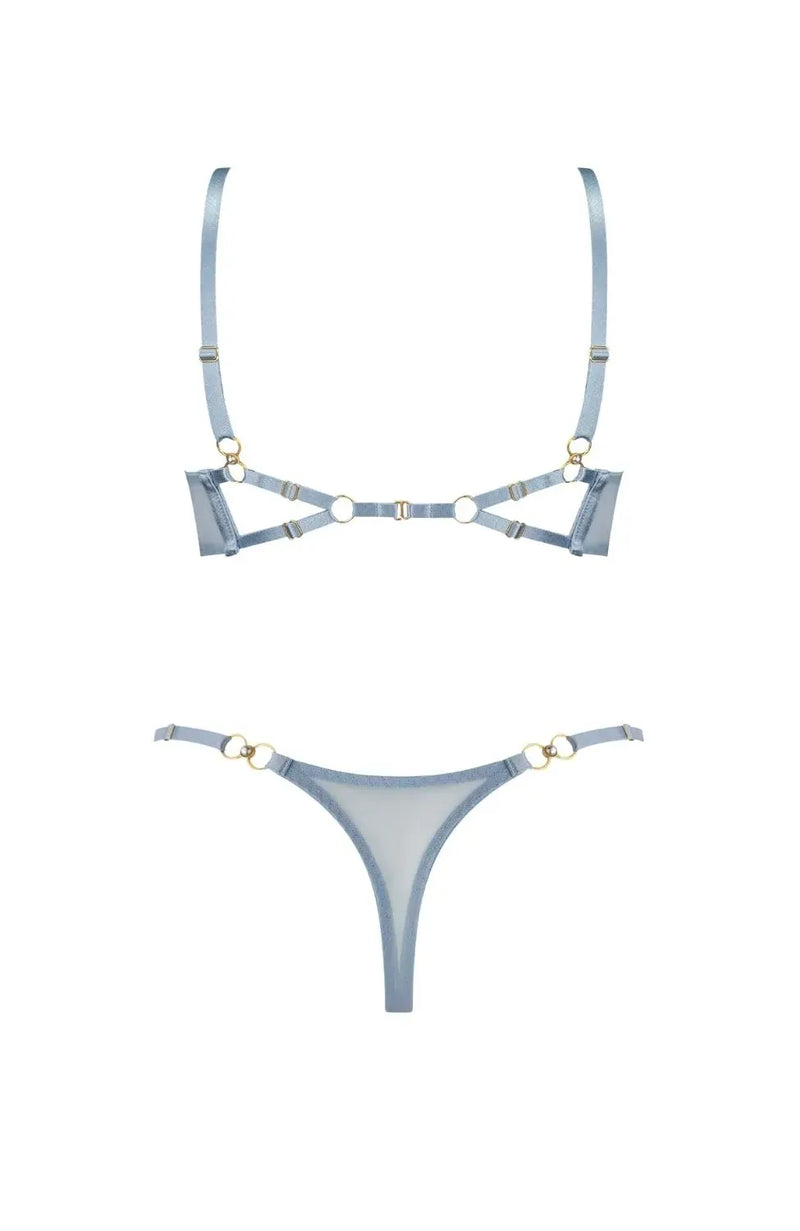 Sheer Lingerie Bordelle Lingerie Sets Pearl Balconette Wire Bra and Thong Set