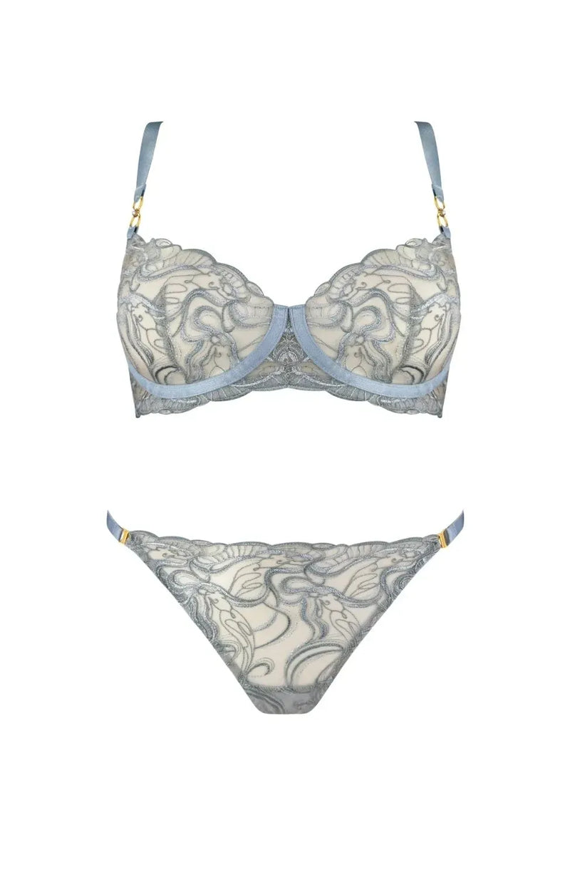Sheer Lingerie Bordelle Lingerie Sets Pearl Balconette Wire Bra and Thong Set