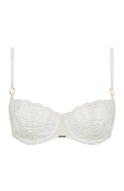 Sheer Lingerie Chantelle Bras Satin Milk / 32A Fleurs Signature Half-cup Underwire Bra