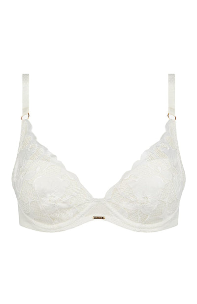 Sheer Lingerie Chantelle Bras Satin Milk / 32A Fleurs Signature Plunge T-Shirt Bra