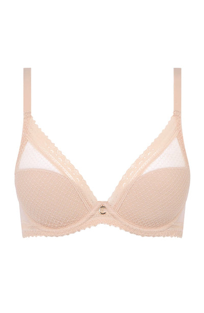 Sheer Lingerie Chantelle Bras Golden Beige / 30A Romance Plunge T-Shirt Bra