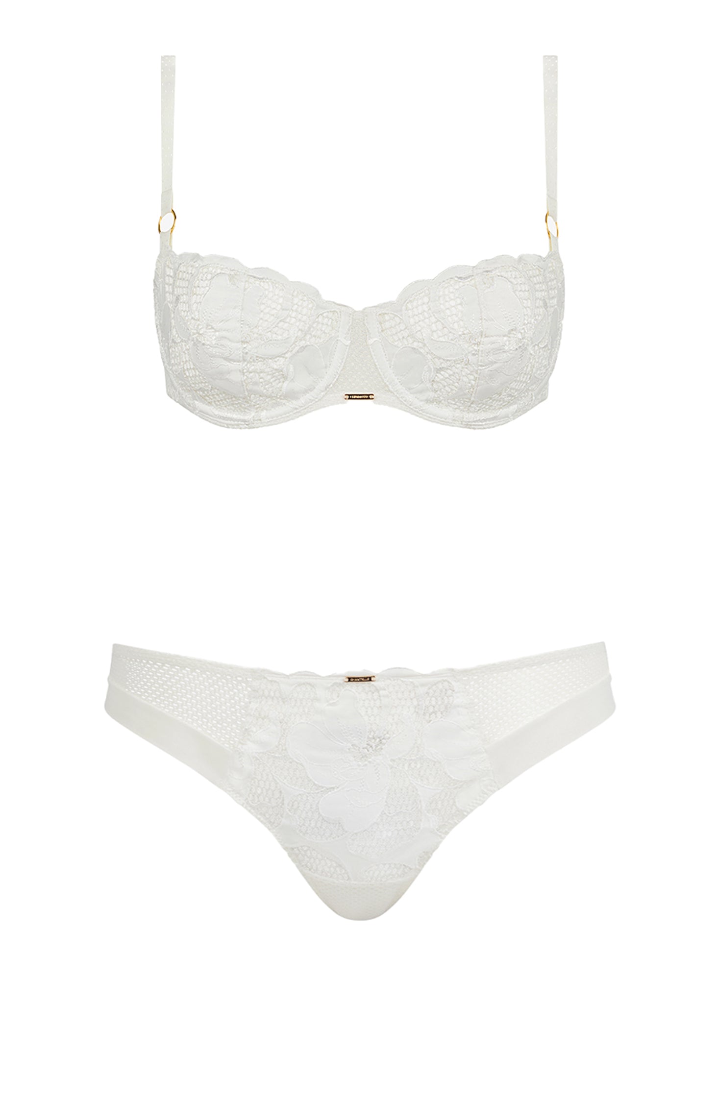 Sheer Lingerie Chantelle Lingerie Sets Fleurs Signature Half-cup Underwire Bra and Tanga Set