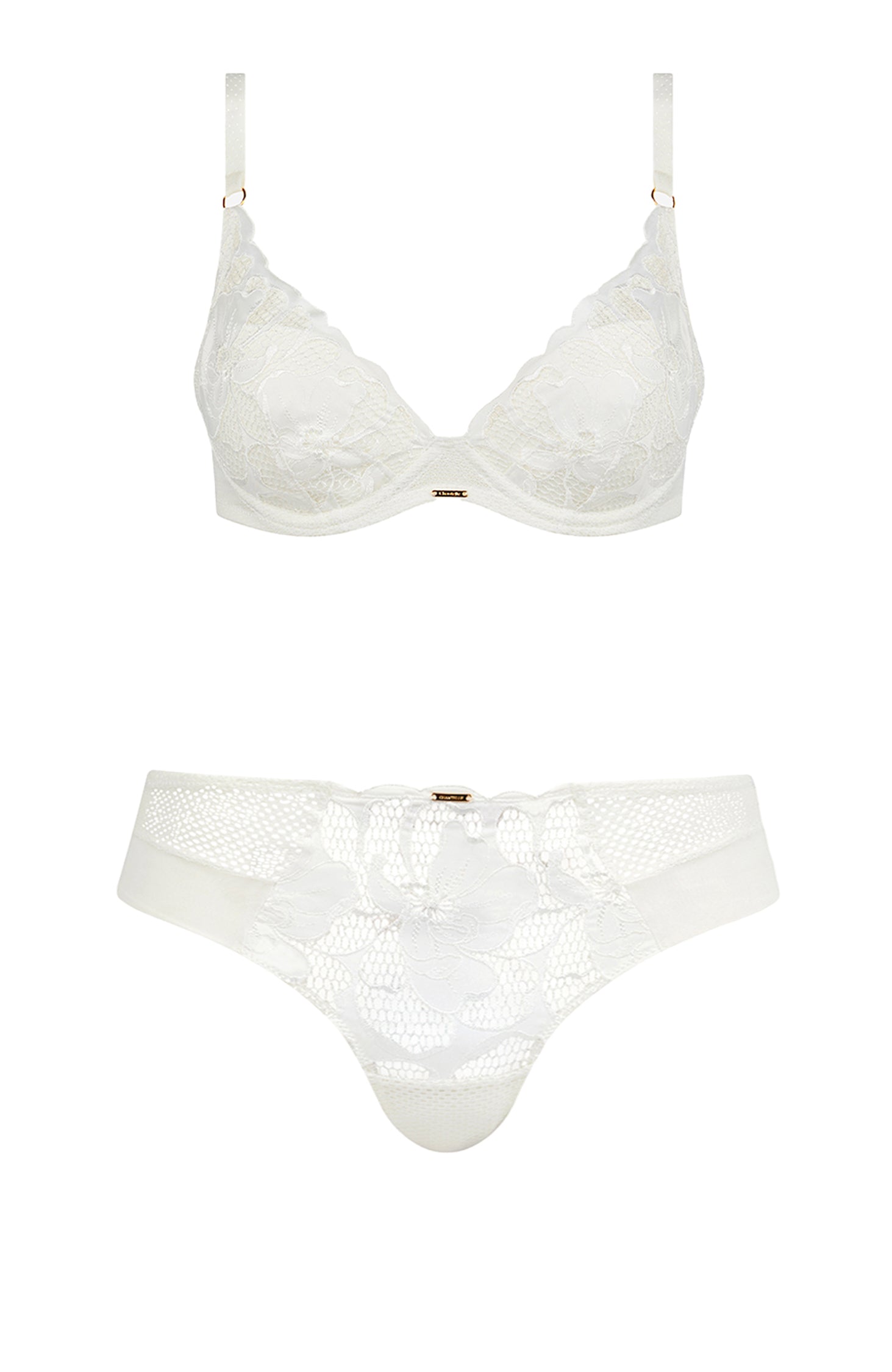 Sheer Lingerie Chantelle Lingerie Sets Fleurs Signature Plunge T-Shirt Bra and Shorty Set