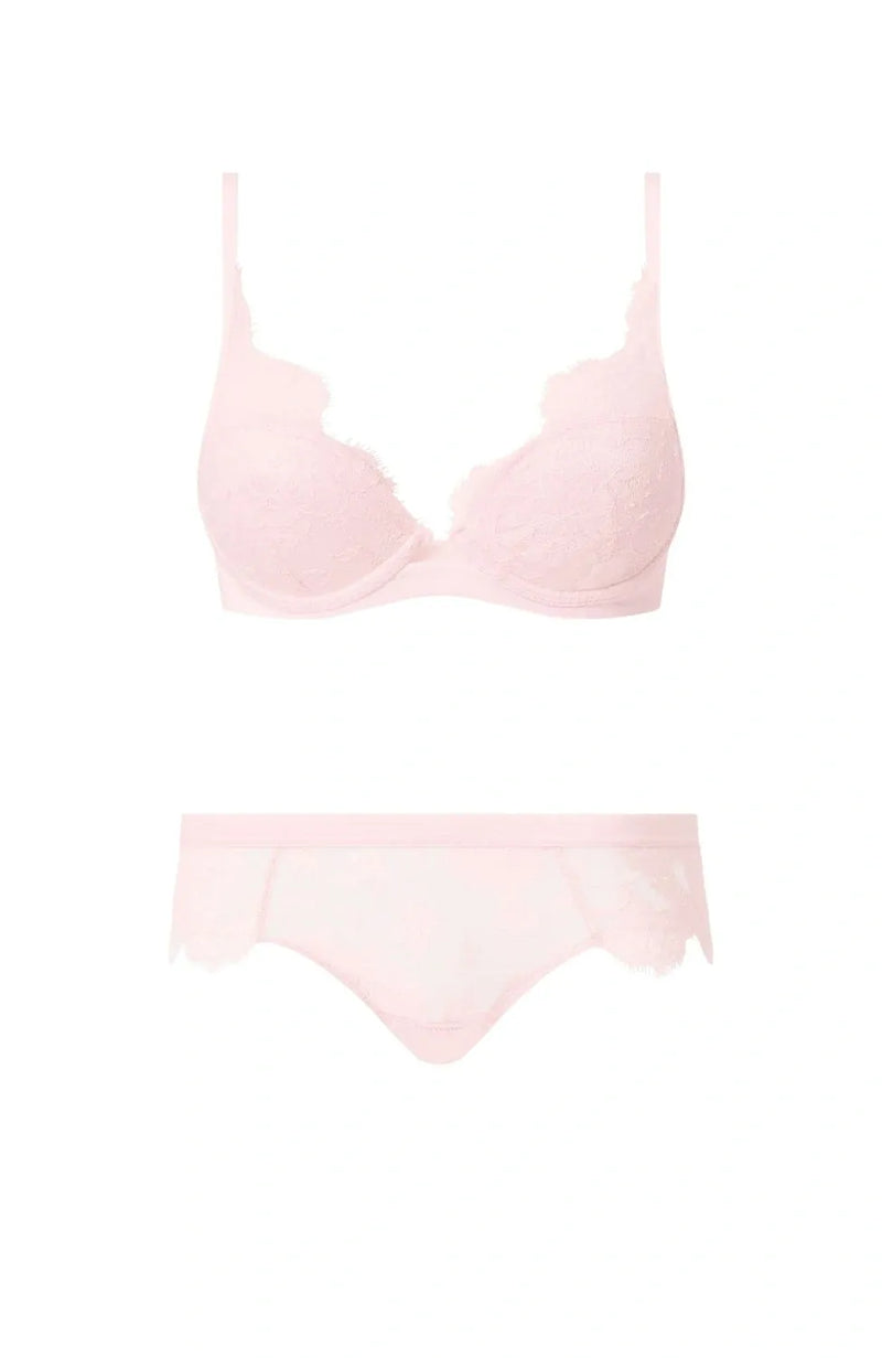 Sheer Lingerie Chantelle Lingerie Sets Shadow Plunge T-Shirt Bra and Reealing Shorty Set