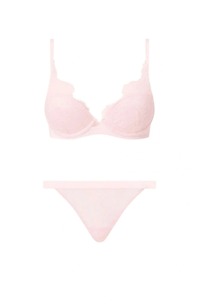 Sheer Lingerie Chantelle Lingerie Sets Shadow Plunge T-Shirt Bra and Tanga Set