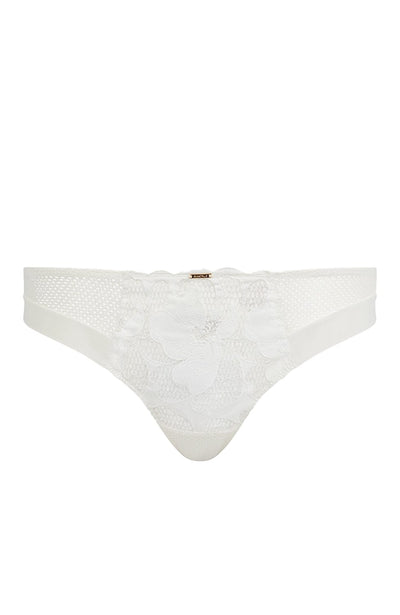 Sheer Lingerie Chantelle Underwear Satin Milk / XS Fleurs Signature Tanga