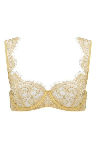 Sheer Lingerie Coco de Mer Bras Gold / 32D Fiorella Balcony Bra