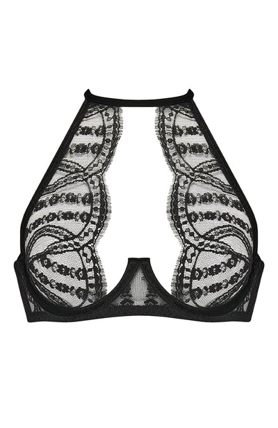 Sheer Lingerie Coco de Mer Bras Black / 2502 / S Kiana High Neck Plunge Bra