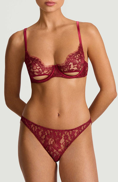 Naraya Balcony Bra and Brazilian Knicker Set-Lingerie Sets-Coco De Mer-SHEER, SHEER, Luxury lingerie brand, Luxury lingerie Hong Kong, Designer lingerie HK, Designer lingerie online, International luxury lingerie, Luxury lingerie gift ideas, buy lingerie online, Designer lingerie global delivery, Luxury lingerie shipping to Australia, Luxury lingerie shipping to Singapore