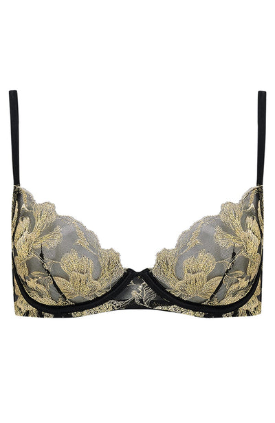 Sheer Lingerie Coco de Mer Bras Black Gold / 32A Oriana Plunge Bra