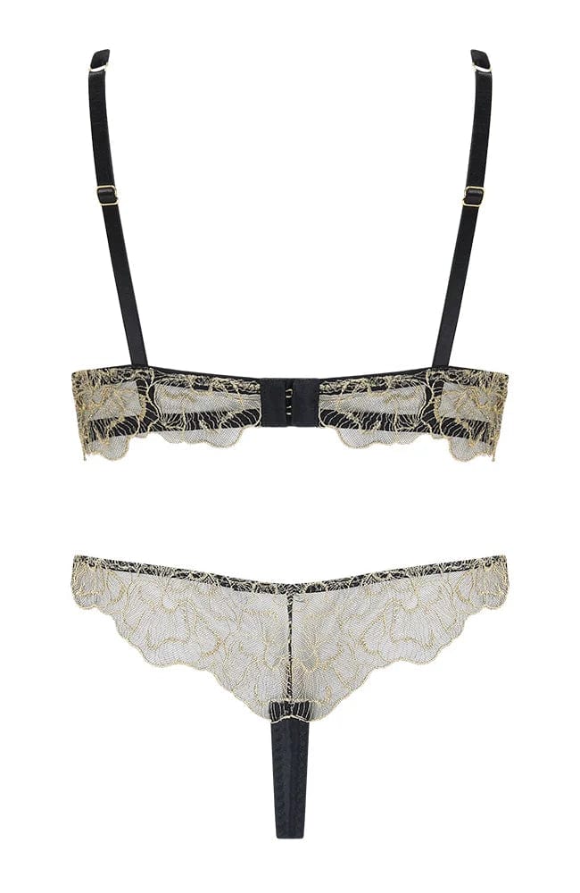Damona Plunge Bra and Thong Set-Lingerie Sets-Coco De Mer-SHEER, SHEER, Luxury lingerie brand, Luxury lingerie Hong Kong, Designer lingerie HK, Designer lingerie online, International luxury lingerie, Luxury lingerie gift ideas, buy lingerie online, Designer lingerie global delivery, Luxury lingerie shipping to Australia, Luxury lingerie shipping to Singapore