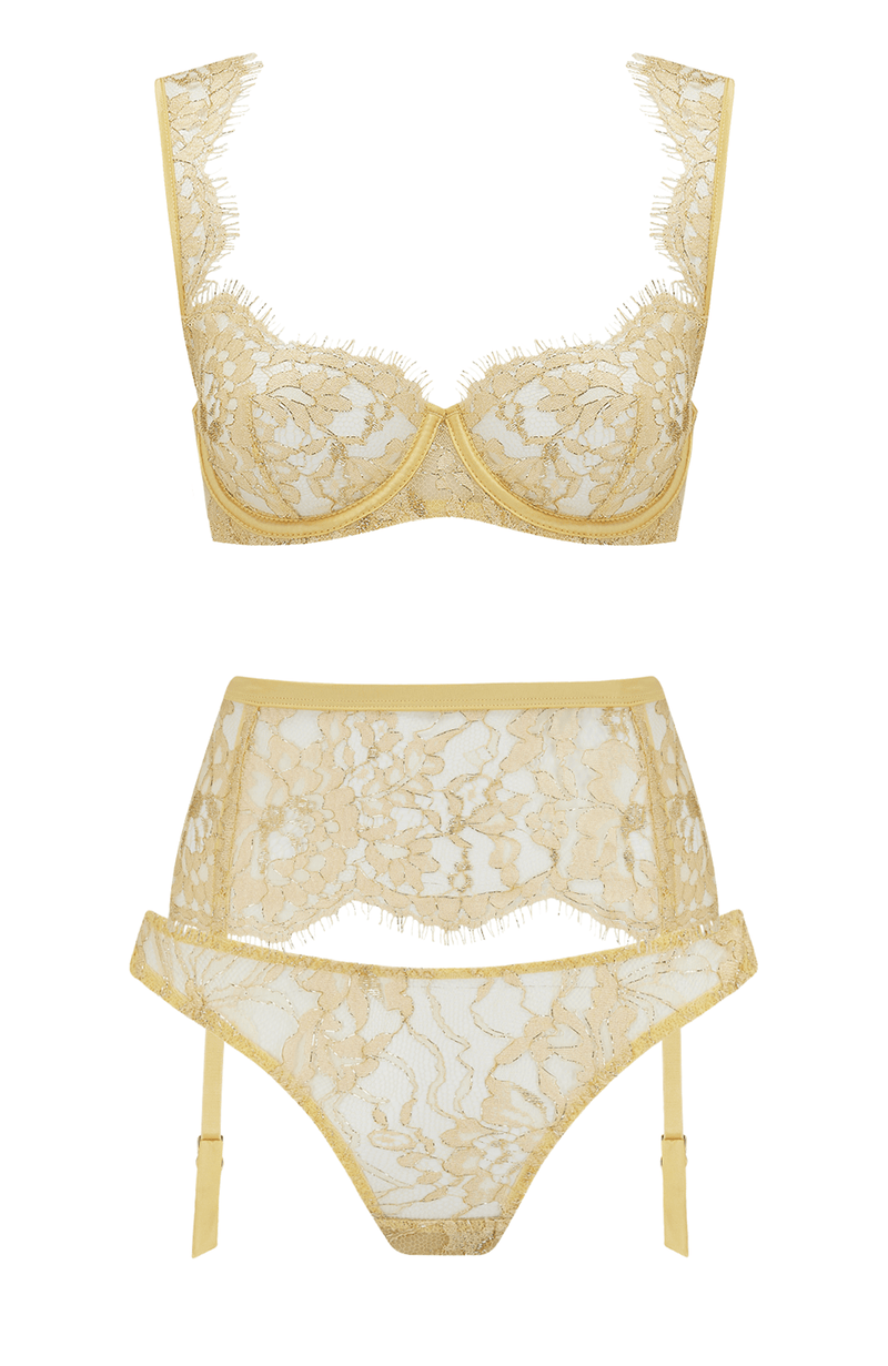 Fiorella Balcony Bra, Suspender and Brazilian Knicker Set-Lingerie Sets-Coco De Mer-SHEER, SHEER, Luxury lingerie brand, Luxury lingerie Hong Kong, Designer lingerie HK, Designer lingerie online, International luxury lingerie, Luxury lingerie gift ideas, buy lingerie online, Designer lingerie global delivery, Luxury lingerie shipping to Australia, Luxury lingerie shipping to Singapore