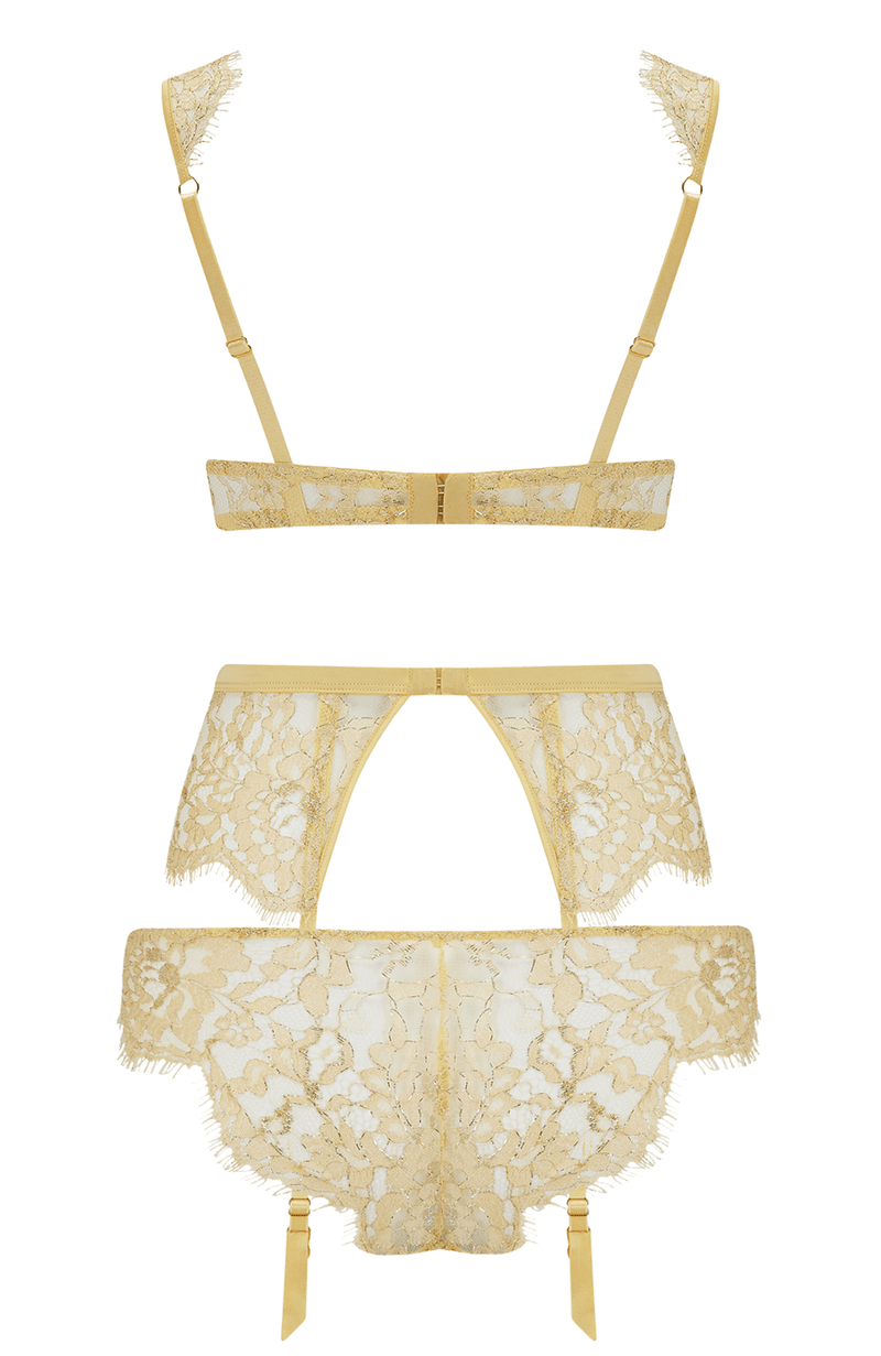 Fiorella Balcony Bra, Suspender and Brazilian Knicker Set-Lingerie Sets-Coco De Mer-SHEER, SHEER, Luxury lingerie brand, Luxury lingerie Hong Kong, Designer lingerie HK, Designer lingerie online, International luxury lingerie, Luxury lingerie gift ideas, buy lingerie online, Designer lingerie global delivery, Luxury lingerie shipping to Australia, Luxury lingerie shipping to Singapore