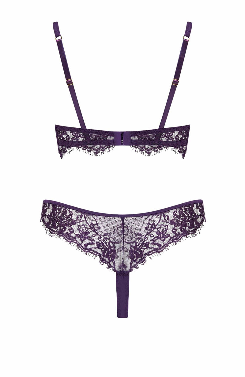 Hera Balcony Bra and Thong Set-Lingerie Sets-Coco De Mer-SHEER, SHEER, Luxury lingerie brand, Luxury lingerie Hong Kong, Designer lingerie HK, Designer lingerie online, International luxury lingerie, Luxury lingerie gift ideas, buy lingerie online, Designer lingerie global delivery, Luxury lingerie shipping to Australia, Luxury lingerie shipping to Singapore