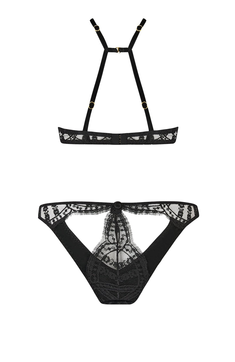 Kiana High Neck Plunge Bra and Spanking Knicker Set-Lingerie Sets-Coco De Mer-SHEER, SHEER, Luxury lingerie brand, Luxury lingerie Hong Kong, Designer lingerie HK, Designer lingerie online, International luxury lingerie, Luxury lingerie gift ideas, buy lingerie online, Designer lingerie global delivery, Luxury lingerie shipping to Australia, Luxury lingerie shipping to Singapore