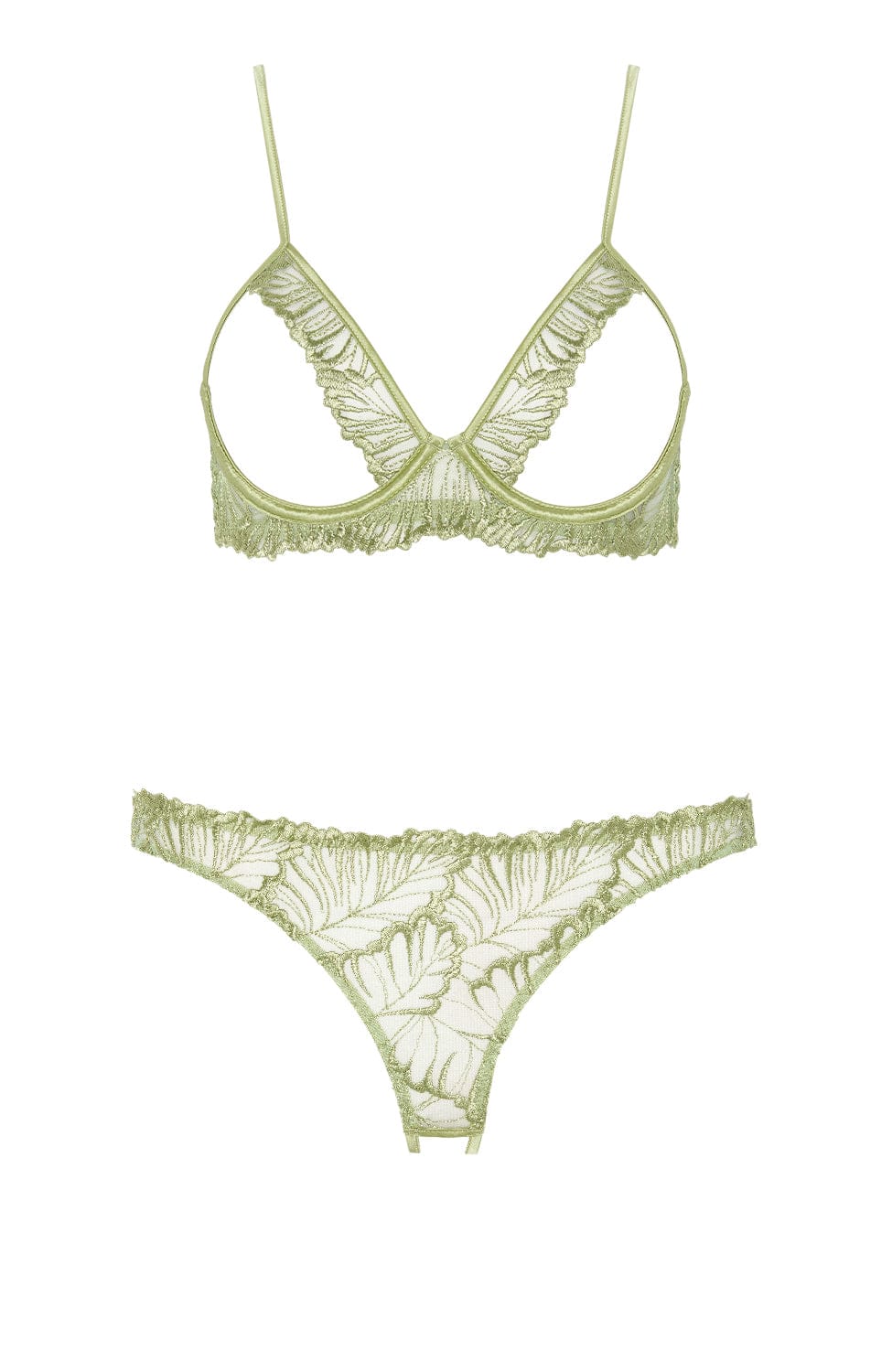 Sheer Lingerie Coco de Mer Lingerie Sets Laurel Open Bra and Open Brief Set