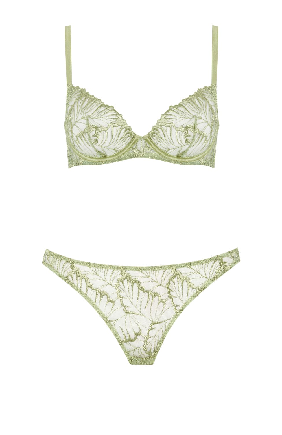 Sheer Lingerie Coco de Mer Lingerie Sets Laurel Plunge Bra and Brief Set