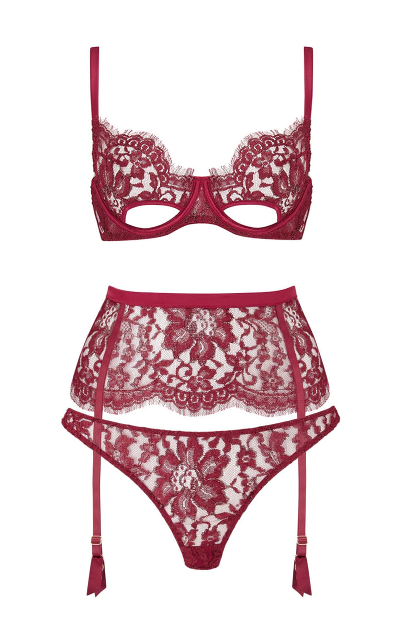 Naraya Balcony Bra, Suspender Belt and Brazilian Knicker Set-Lingerie Sets-Coco De Mer-SHEER, SHEER, Luxury lingerie brand, Luxury lingerie Hong Kong, Designer lingerie HK, Designer lingerie online, International luxury lingerie, Luxury lingerie gift ideas, buy lingerie online, Designer lingerie global delivery, Luxury lingerie shipping to Australia, Luxury lingerie shipping to Singapore