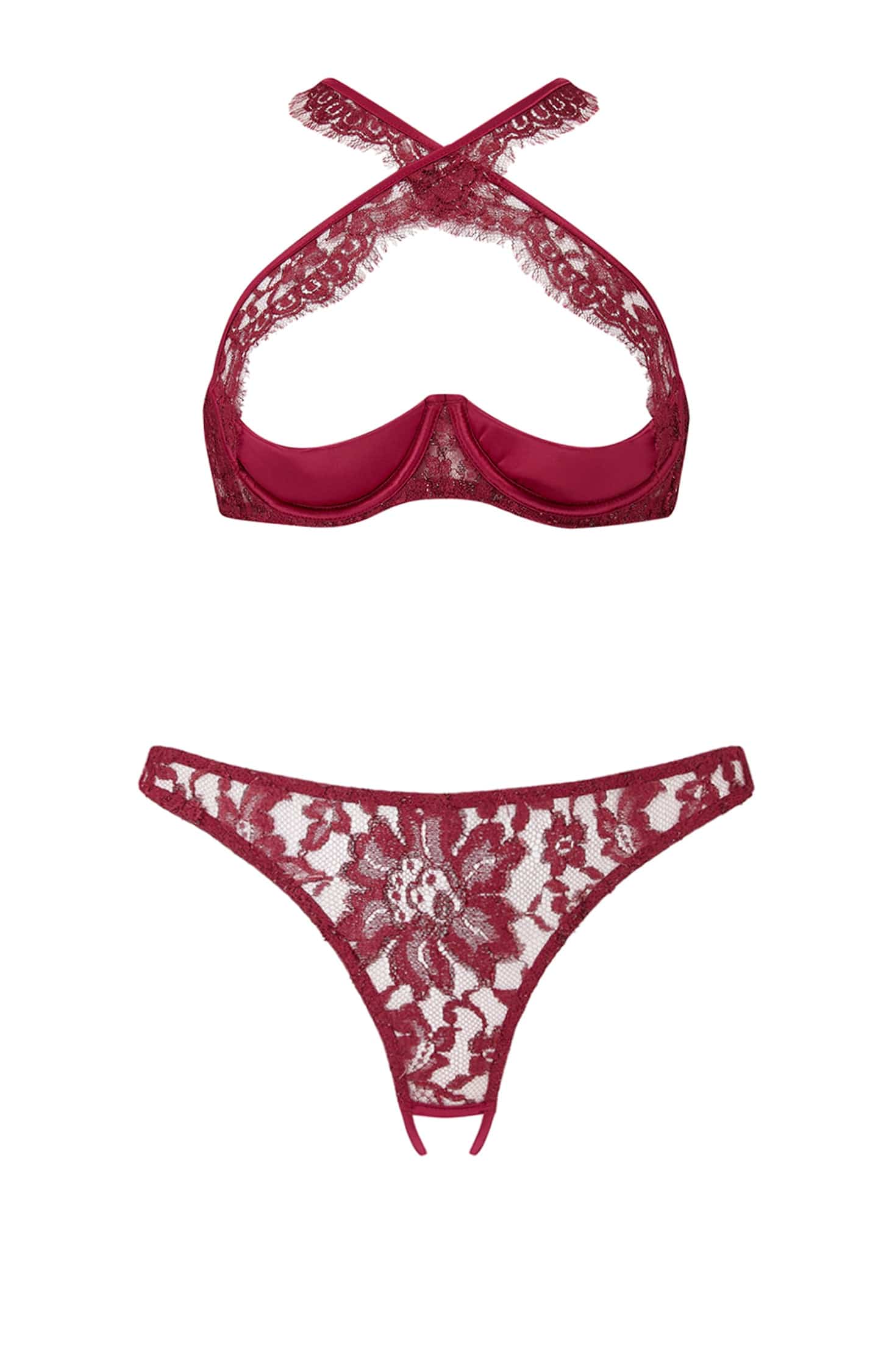 Sheer Lingerie Coco De Mer Lingerie Sets Naraya Quarter Cup Bra and Open Knicker Set