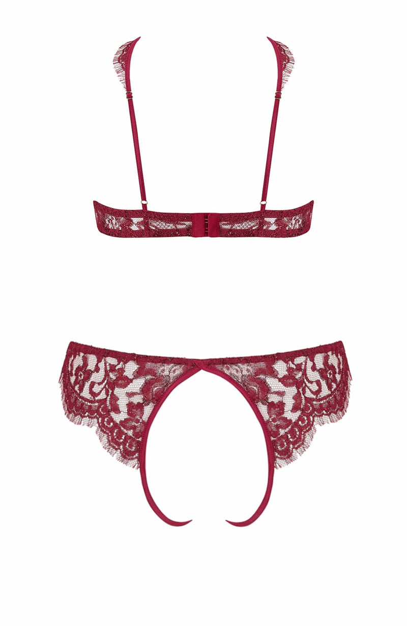 Naraya Quarter Cup Bra and Open Knicker Set-Lingerie Sets-Coco De Mer-SHEER, SHEER, Luxury lingerie brand, Luxury lingerie Hong Kong, Designer lingerie HK, Designer lingerie online, International luxury lingerie, Luxury lingerie gift ideas, buy lingerie online, Designer lingerie global delivery, Luxury lingerie shipping to Australia, Luxury lingerie shipping to Singapore