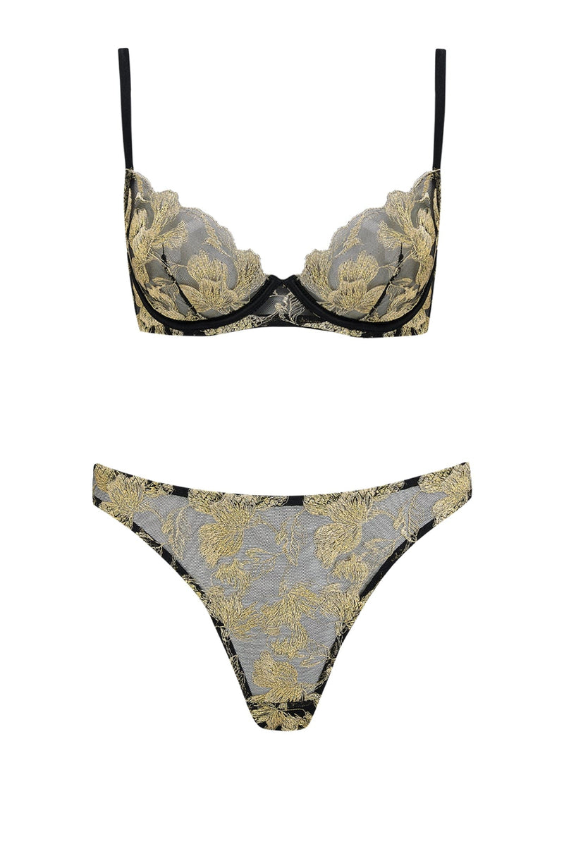 Oriana Plunge Bra and Brazilian Knicker Set-Lingerie Sets-Coco De Mer-SHEER, SHEER, Luxury lingerie brand, Luxury lingerie Hong Kong, Designer lingerie HK, Designer lingerie online, International luxury lingerie, Luxury lingerie gift ideas, buy lingerie online, Designer lingerie global delivery, Luxury lingerie shipping to Australia, Luxury lingerie shipping to Singapore