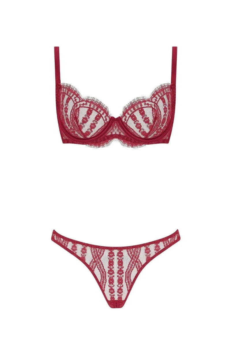 Sheer Lingerie Coco De Mer Lingerie Sets Renata Plunge Bra and Brazilian Knicker Set