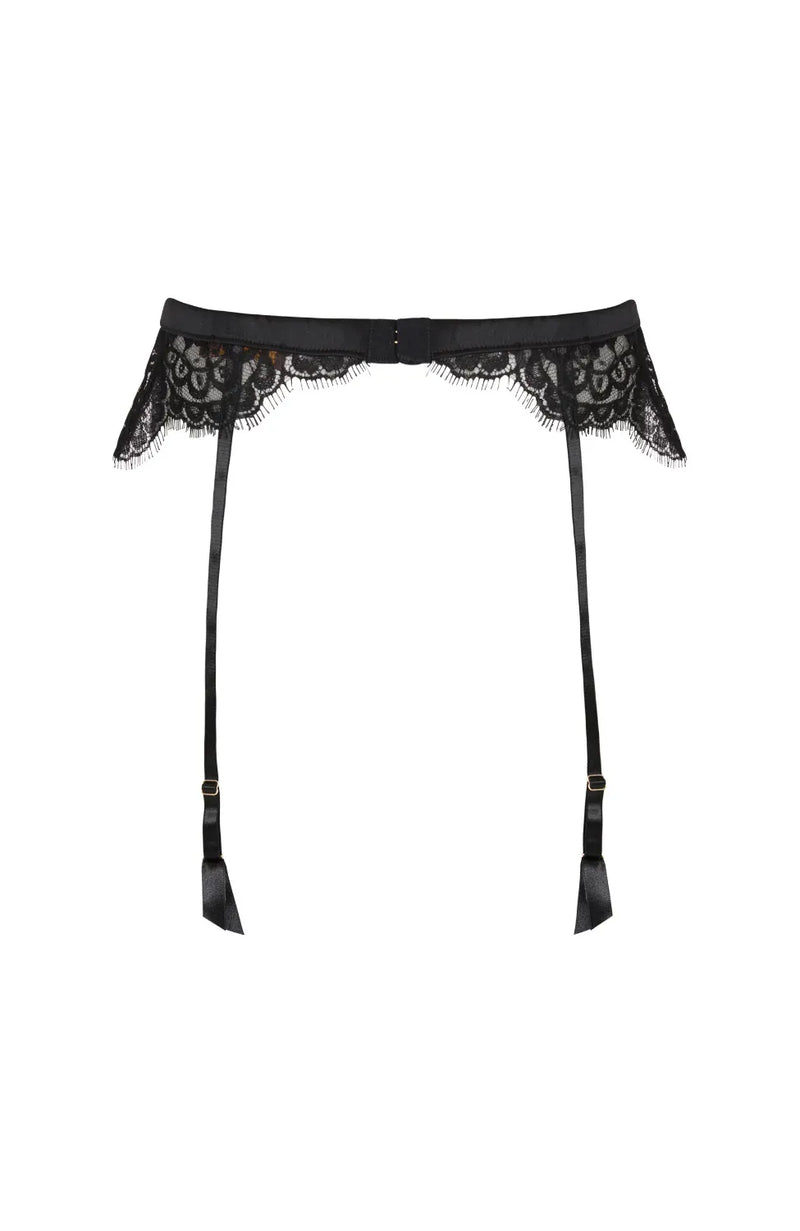 Sheer Lingerie Coco De Mer Underwear Nera Suspender Belt