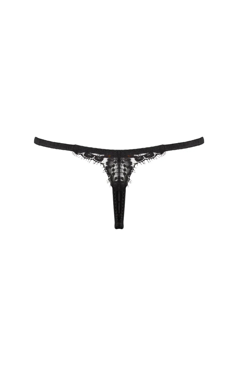 Sheer Lingerie Coco de Mer Underwear Nera Tanga Thong