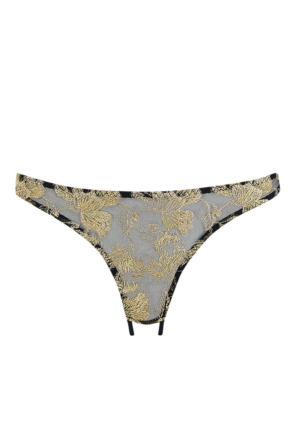 Sheer Lingerie Coco De Mer Underwear Black Gold / 2501 / XS Oriana Open Knicker