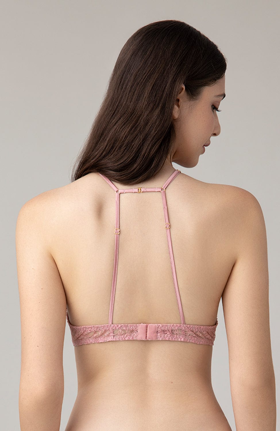 Sheer Lingerie Coco de Mer x Sheer Bras Rose High Neck Plunge Bra