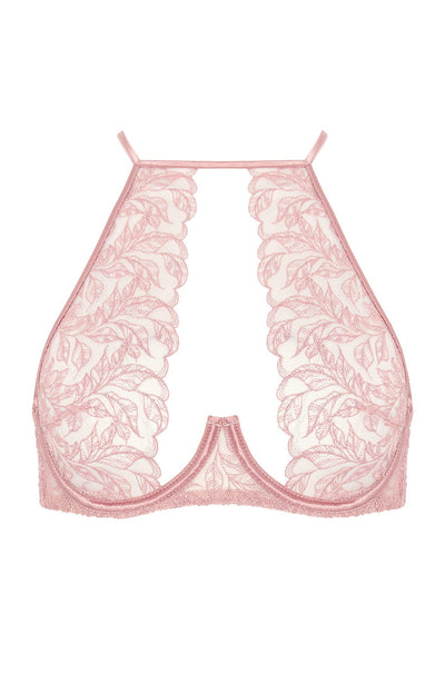 Sheer Lingerie Coco de Mer x Sheer Bras Blush Pink / 2502 / S Rose High Neck Plunge Bra