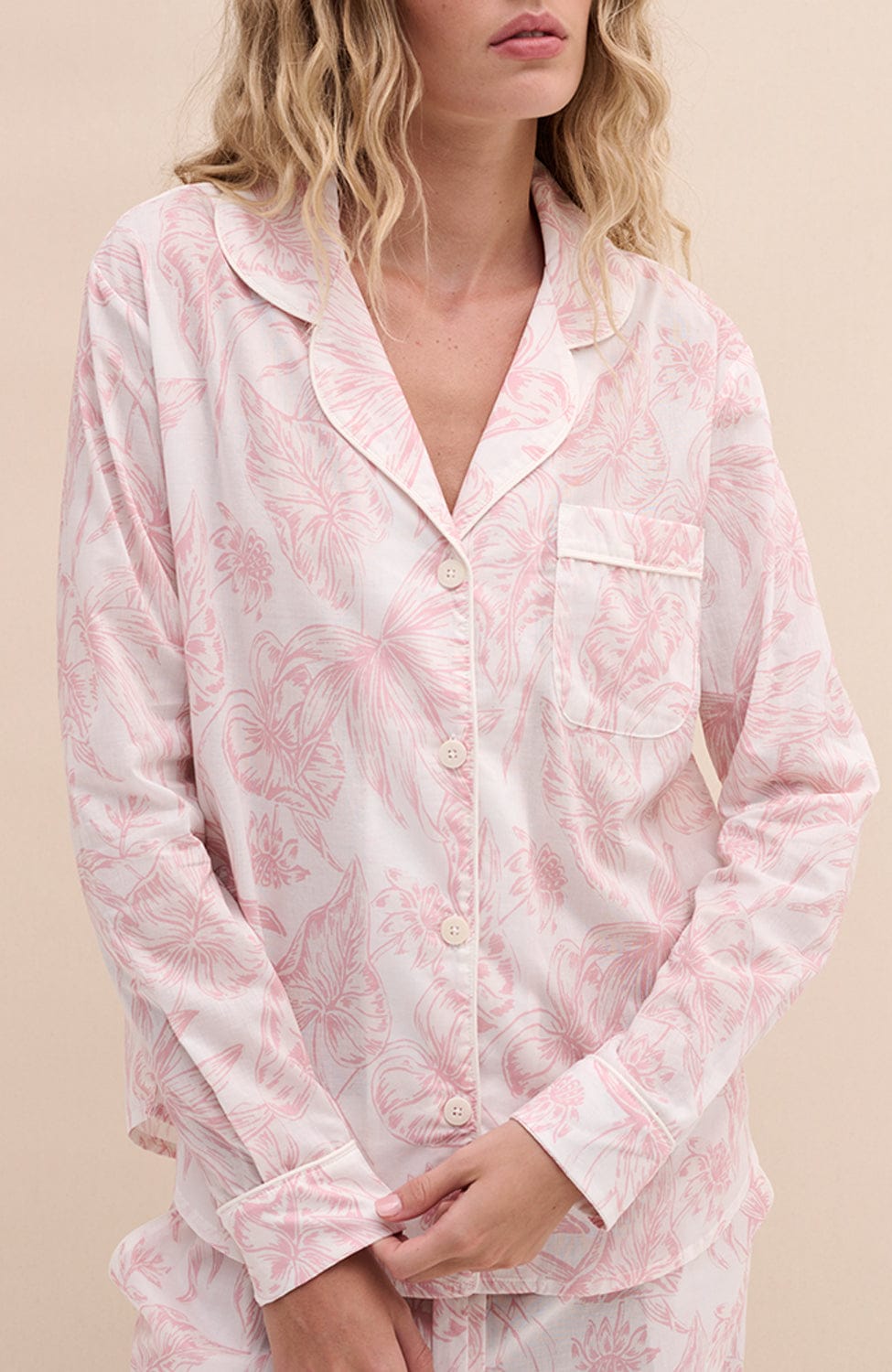 Sheer Lingerie Desmond & Dempsey Loungewear Purist Long Pajamas Set