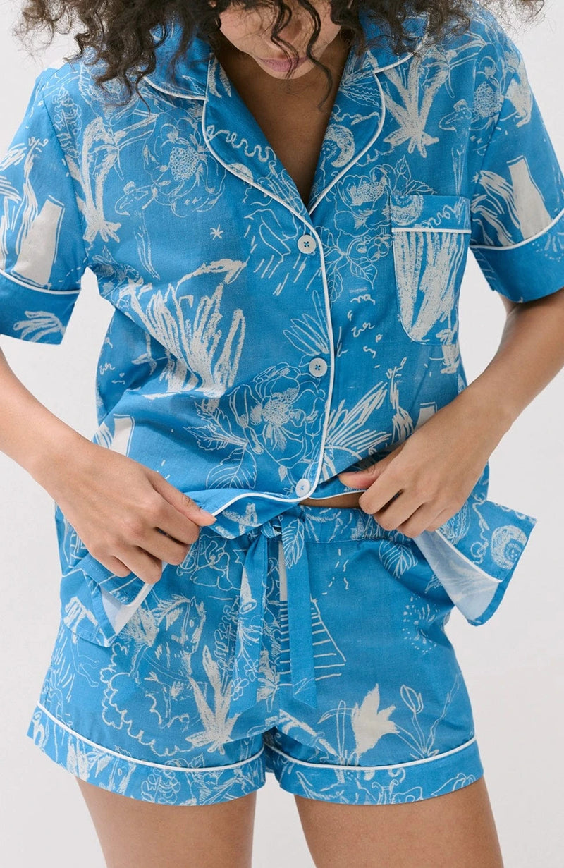 Sheer Lingerie Desmond & Dempsey Loungewear Temple Del Sol Short Pajama Set