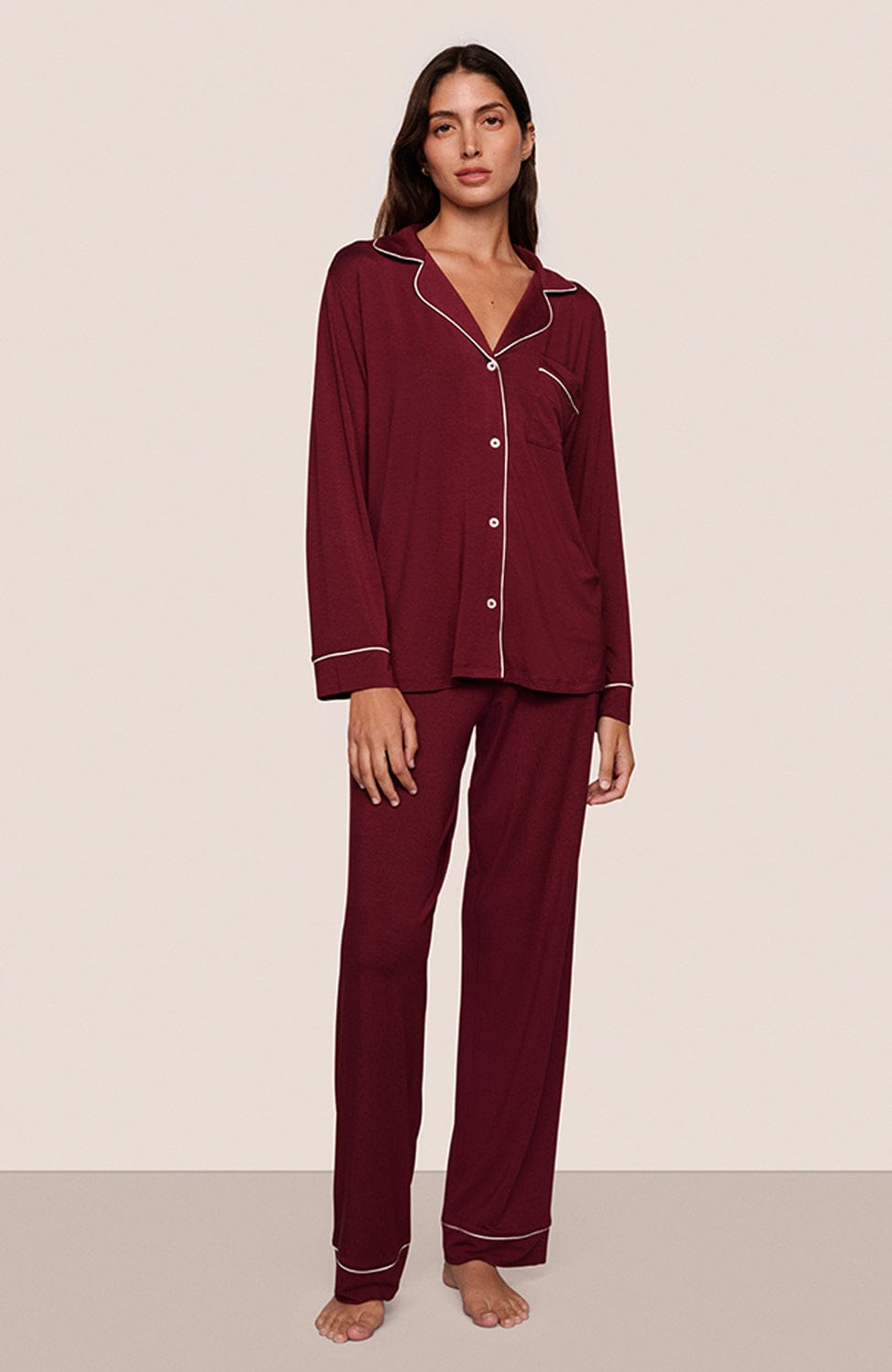 Sheer Lingerie Eberjey Loungewear Bordeaux Ivory / XXS Gisele Long Pyjama Set