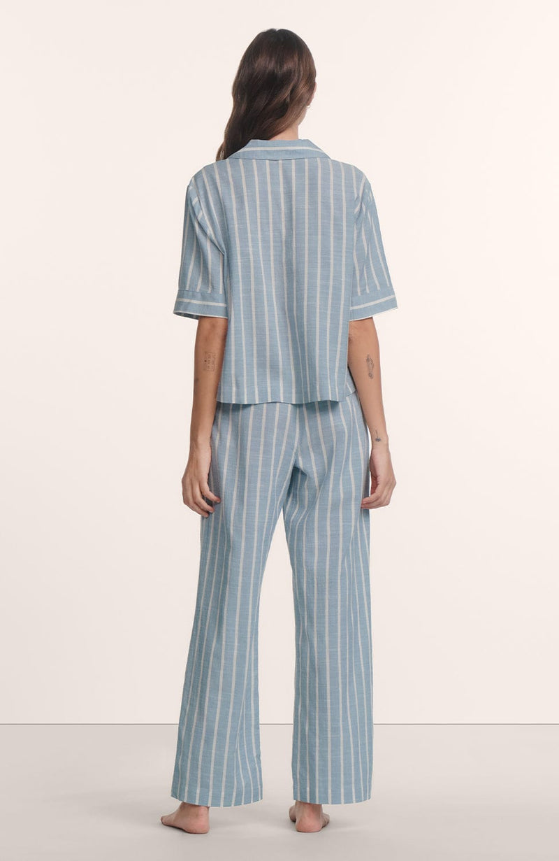 Nautico Relaxed Short Sleeve & Pant Pajama Set-Loungewear-Eberjey-SHEER, SHEER, Luxury lingerie brand, Luxury lingerie Hong Kong, Designer lingerie HK, Designer lingerie online, International luxury lingerie, Luxury lingerie gift ideas, buy lingerie online, Designer lingerie global delivery, Luxury lingerie shipping to Australia, Luxury lingerie shipping to Singapore
