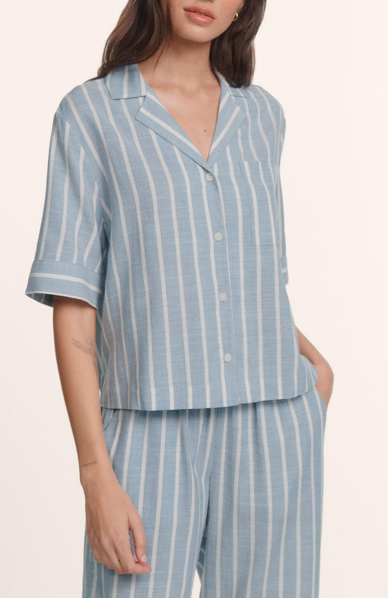 Nautico Relaxed Short Sleeve & Pant Pajama Set-Loungewear-Eberjey-SHEER, SHEER, Luxury lingerie brand, Luxury lingerie Hong Kong, Designer lingerie HK, Designer lingerie online, International luxury lingerie, Luxury lingerie gift ideas, buy lingerie online, Designer lingerie global delivery, Luxury lingerie shipping to Australia, Luxury lingerie shipping to Singapore