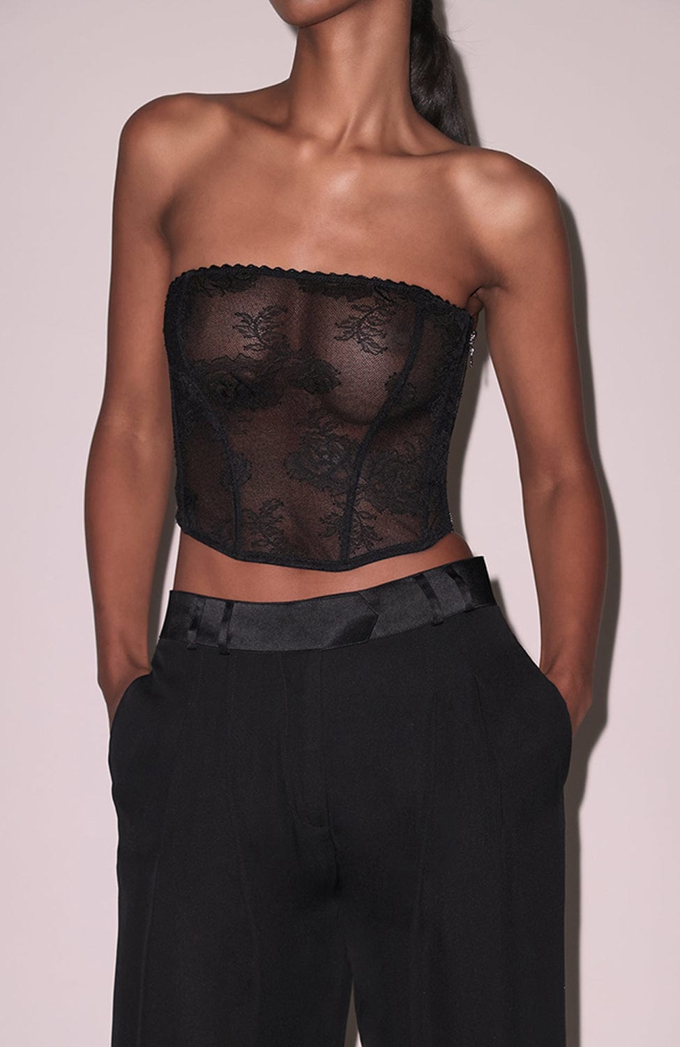 Sheer Lingerie Fleur du Mal Bras Bouquet Lace Corset Top