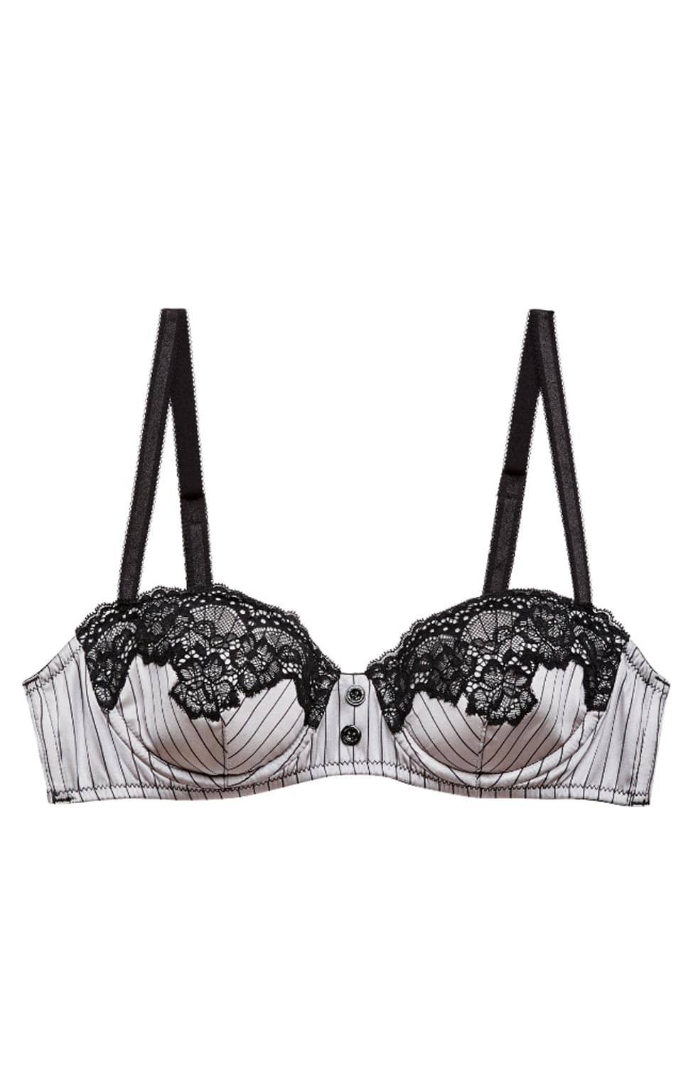 Sheer Lingerie Fleur du Mal Bras Ash Pinstripe / 32A Executive Balconette Padded Bra