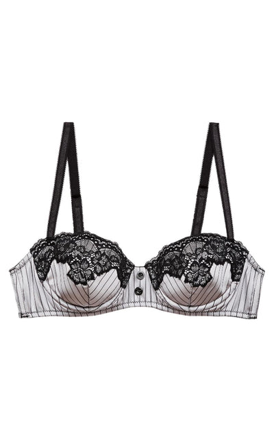 Sheer Lingerie Fleur du Mal Bras Ash Pinstripe / 32A Executive Balconette Padded Bra