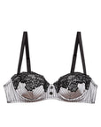 Sheer Lingerie Fleur du Mal Bras Ash Pinstripe / 32A Executive Balconette Padded Bra