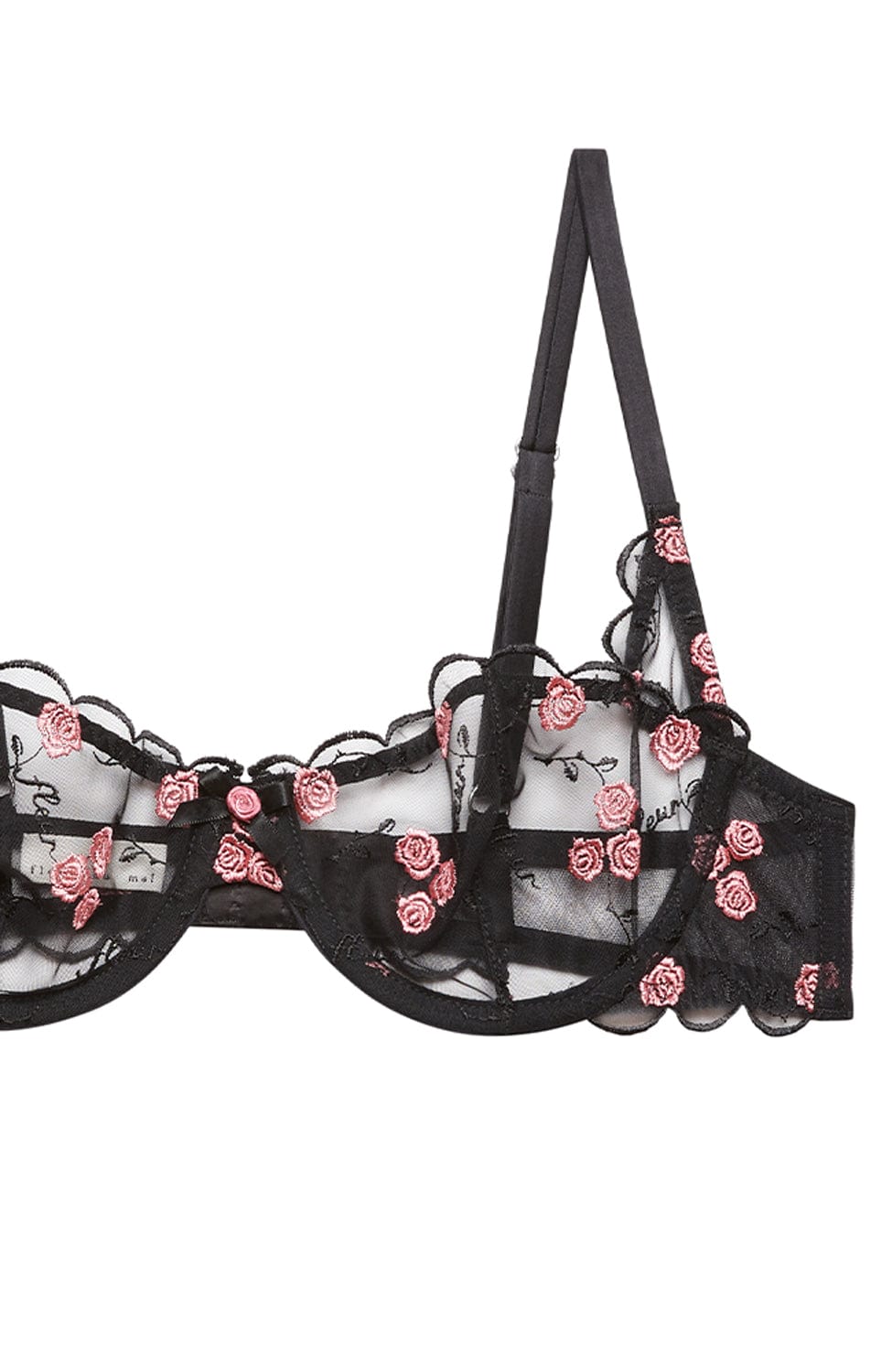 Sheer Lingerie Fleur du Mal Bras Rose and Vine Embroidery Balconette Bra