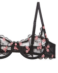 Sheer Lingerie Fleur du Mal Bras Rose and Vine Embroidery Balconette Bra