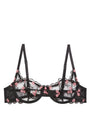 Sheer Lingerie Fleur du Mal Bras Black / 32A Rose and Vine Embroidery Balconette Bra
