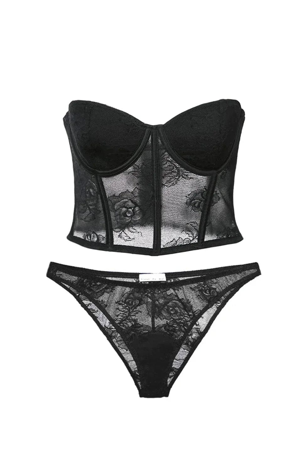 %shop_name_% Fleur Du Mal_Bouquet Lace Bustier Top and Cheeky Set _ Lingerie Sets_